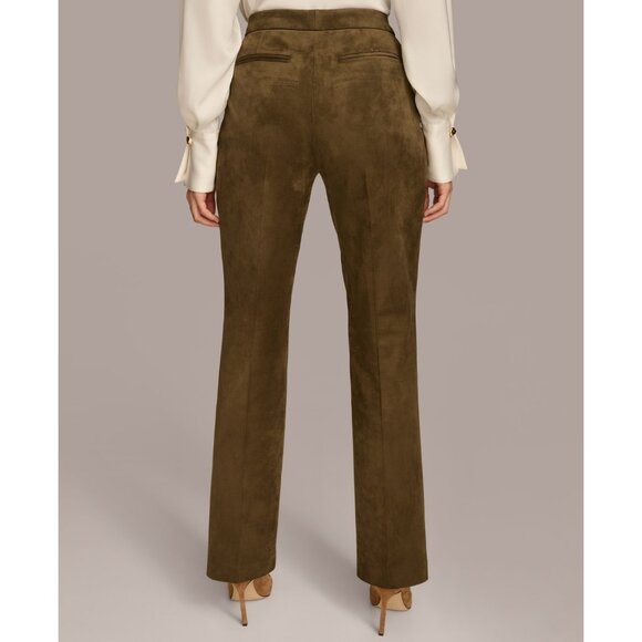 Donna Karan New York Women Straight-Leg Faux-Suede Pants Brown Size 0 MSRP $119 - Picture 5 of 5